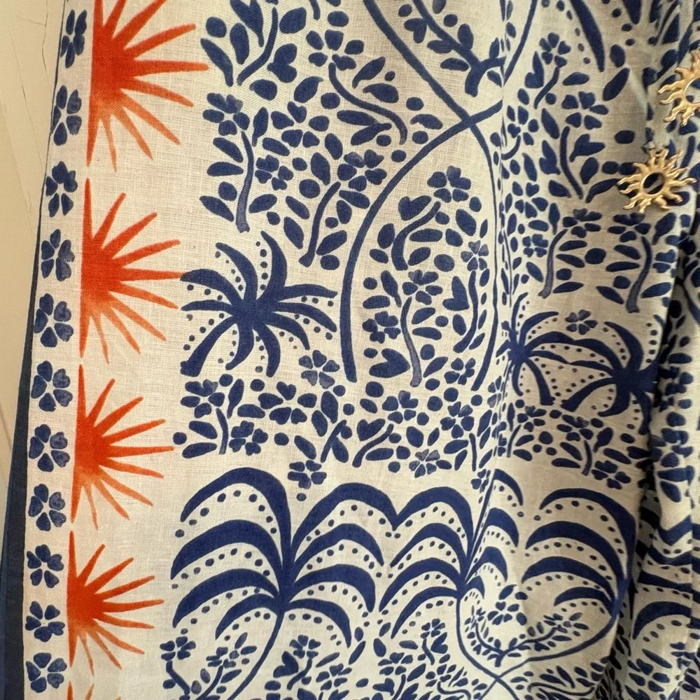 Rachel Zoe tropical print wide-leg linen blend Pants.  NWT Festival Flowy Medium - Picture 3 of 10